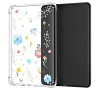 MoKo Étui Compatible avec 7" Kindle Paperwhite 2024 (12e Génération) et Kindle Colorsoft Signature Edition 2024, Housse de Protection Flexible en TPU, Coque Arrière Transparente, Jardin Bleu