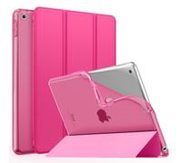 MoKo Étui Compatible avec iPad 9e Génération 2021/iPad 8ème Génération 2020/iPad 7ème Gén 2019, TPU Étui à Rabat avec Support Ultra-Mince avec Semi-Transparent Protecteur pour iPad 10.2,Rose Brillante