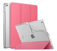MoKo Étui Compatible avec iPad 9e Génération 2021/iPad 8ème Génération 2020/iPad 7ème Gén 2019, TPU Étui à Rabat avec Support Ultra-Mince avec Semi-Transparent Protecteur pour iPad 10.2,Pastèque Rouge
