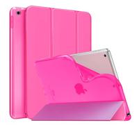 MoKo Étui Compatible avec iPad 9e Génération 2021/iPad 8ème Génération 2020/iPad 7ème Gén 2019, TPU Étui à Rabat avec Support Ultra-Mince avec Transparent Protecteur, Rouge Pitaya