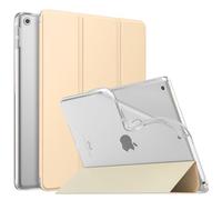 MoKo Étui Compatible avec iPad 9ème Génération 2021/iPad 8ème Génération 2020/iPad 7ème Gén 2019, TPU Étui à Rabat avec Support Ultra-Mince avec Transparent Protecteur, Beige