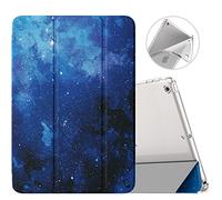 MoKo Étui Compatible avec Nouvel iPad 9e/8e/7e Génération 10,2 Pouces (2021/2020/2019), Étui Mince Léger avec Support à Trois Volets avec Semi-Transparent Protecteur pour iPad 10,2, Étoile Bleue