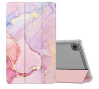 Moko Étui Compatible avec Samsung Galaxy Tab A7 Lite 8.7 Pouces 2021(SM-T227/SM-T225/SM-T220), Étui à Trois Volets Anti-Chocs Coque de Protection avec Support Dos Translucent, Marbre Rose Clair Doré