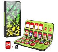 MoKo Étui de Rangement pour Carte de Jeu Compatible avec Nintendo Switch 2/Switch OLED 2021/Lite, Boîte de Rangement Pratique avec 24 Fentes de Cartes de Jeu ou 24 Fentes Cartes SD, Jaune+Vert