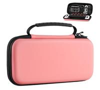 MoKo Étui de Transport Compatible avec Nintendo Switch OLED Modèle 2021/Switch, Housse de Rangement en EVA avec 10 Fentes Cartes de Jeu, Coque de Protection Portable pour Switch Accessoires, Corail
