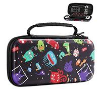 MoKo Étui de Transport Compatible avec Nintendo Switch OLED Modèle 2021/Switch, Housse de Rangement en EVA avec 10 Fentes Cartes de Jeu, Coque de Protection Portable pour Switch Accessoires, Monstre