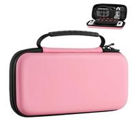 MoKo Étui de Transport pour Nintendo Switch et New Switch OLED Console, Coque Rigide Portable de Voyage avec 10 Fentes pour Cartes de Jeu pour la Switch et Autres Accessoires, Rose Pastel