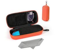MoKo Étui Double pour Lunettes, Coque Rigide pour Deux Paires de Lunettes, Organisateur de Lunettes de Soleil de Voyage avec Fermeture à Glissière, Boîte de Rangement pour Lunettes, Orange