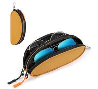 MoKo Étui Double pour Lunettes, Pochette Souple pour Lunettes de Soleil avec Clip Métallique et Fermeture Éclair, Étui Double Portable de Voyage pour Hommes et Femmes, Orange