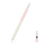 MoKo Étui en Silicone pour Apple Pencil (USB-C), Housse de Protection Dégradée, Compte avec iPencil Magnétique, Prise Parfaite, Capuchon Transparent, Dégradé Thé au Lait Rose