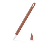 MoKo Étui Housse de Protection pour Stylet en Silicone, Coque Compatible avec Apple Pencil Pro/2e Génération, Cover de Stylet avec Pointes de Rechange et Clip Intégré - Brun, Brun