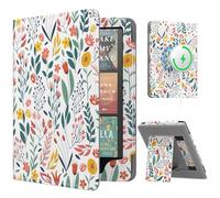 MoKo Étui Magnétique pour 7"/6,8" Kindle Paperwhite Signature Edition(12e/11e Gén-2024/2022) et Kindle Colorsoft, Compatible avec iphone Magsafe for Samsung/Anker Wireless Charging, Fleur