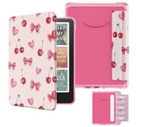 MoKo Étui Magnétique Amovible pour 7" E-Reader 12e Gén 2024 et Colorsoft 2024/2025,Coque Arrière Ultra Transparente Résistante aux Rayures Auto Réveil/Sommeil,Non pour BOOX & Kobo, Papillon et Cerise