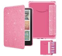 MoKo Étui Magnétique Détachable pour 7" Kindle Paperwhite 12e Generation 2024 & Kindle Colorsoft 2024/2025,Ultra Clair Coque et Lumière Anti-Rayures à l'arrière avec Auto Wake/Sleep, Rose Brillant