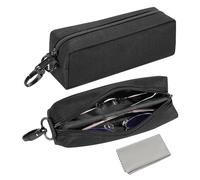 MoKo Étui pour 2 Lunettes, Sac Souple de Lunettes de Soleil, Étui à Lunettes Portable avec Fermeture Éclair et Clip de Ceinture, Étui de Voyage pour Lunettes de Soleil et Lunettes de Lecture, Noir