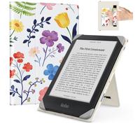 Moko Étui pour 6,8,7" Liseuses Tablettes, Fleurs Aqua. | Accessoires Liseuses pour 6,8, 7 Pouces Kobo Libra/Ocean,Étui Folio Léger, Dragonne, Béquille