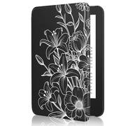 MoKo Étui Compatible avec 6" Kindle(11e Génération Modèle 2024/2022) & Version Internationale, Coque Légère avec Réveil/Sommeil Automatique pour 11e Gén e-Reader, Fleur de Ligne