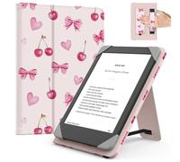 MoKo Étui pour 6 Pouces Kindle Liseuses et Tablette, N. Pap. Cerise | Accessoires Liseuses pour 6" kindle/Kobo/Tolino/Pocketook/Sony E-Books Tablets, Étui Folio Léger, Dragonne, Béquille