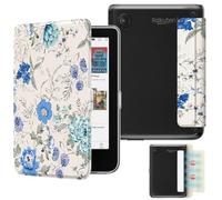 MoKo Étui pour 6" Tolino Shine Color/5 &Kobo Clara BW/Color,Blanc/Bleu | Étui Magnétique Détachable pour 6" Tolino/Kobo Clara 2022/2024, dos transparent, fonction veille/réveil automatique