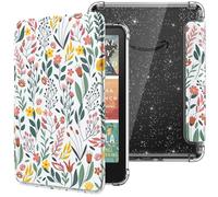 MoKo Étui pour 7" E-Reader 12e Gén 2024/2025, Coque Arrière Ultra Transparente Souple et Flexible en TPU Pailleté avec Auto Réveil/Sommeil, Non pour BOOX & Kobo, Fleur