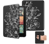 MoKo Étui pour 7" Ebook Reader(12e Gén 2024) et Colorsoft Signature Edition 2024, Coque Légère avec Dragonne Réveil/Veille Automatique,Ne Convient Pas Kobo Aura 2/Remarkable, Fleur de Ligne