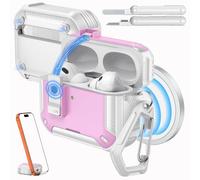 Moko Étui pour AirPods Pro 3 2025 Compatible avec MagSafe, Blanc + Rose