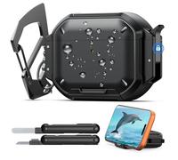 MoKo Étui pour AirPods Pro 3 avec Verrou et Crochet Métallique - Protection Étendue IP68 et de Niveau Militaire, Coque Rigide Résistante pour AirPods Pro 3ème Gén avec Kit de Nettoyage, Noir