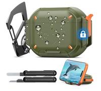 MoKo Étui pour AirPods Pro 3 avec Verrou et Crochet Métallique - Protection Étendue IP68 et de Niveau Militaire, Coque Rigide Résistante pour AirPods Pro 3ème Gén avec Kit de Nettoyage, Vert