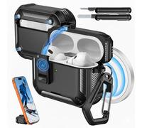 MoKo Étui pour AirPods Pro 3 avec Verrouillage 2025 - Compatible avec MagSafe, Support de Téléphone & Pop-up Auto pour Étui AirPod Pro 3e Gén, Coque de Protection avec Kit de Nettoyage, Noir