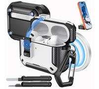 MoKo Étui pour AirPods Pro 3 avec Verrouillage 2025, Noir + Blanc