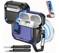 MoKo Étui pour AirPods Pro 3 avec Verrouillage 2025,Noir+Bleu Foncé