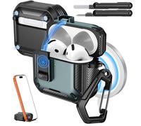 MoKo Étui pour AirPods Pro 4 avec Verrouillage 2024 -Compatible avec MagSafe, Support de Téléphone & Pop-up Auto pour Étui AirPods 4e Gén, Coque de Protection avec Kit de Nettoyage, Vert pomme + Noir