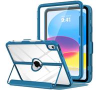 MoKo Étui pour iPad 10e génération avec Porte-Crayon, étui pour iPad 10e génération 2022 11", Protecteur d'écran intégré à l'arrière Transparent, Support de visualisation Multi-Angle, Veille/réveil