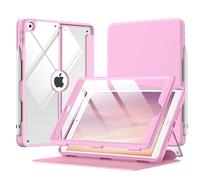 MoKo Étui pour iPad 9(^>e<^) génération 2021/iPad 8(^>e<^) génération 2020/iPad 7(^>e<^) génération 2019 avec Porte-Crayon, Protecteur d'écran intégré, Dos Transparent, Support Multi-Angle, avec