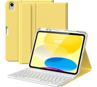 MoKo Étui pour iPad (A16) 11e Génération 11 Pouces 2025 avec Clavier, Étui Clavier pour iPad 10e Génération 10,9 Pouces avec Porte-Crayon, Support Multi-Angles, Jaune Clair