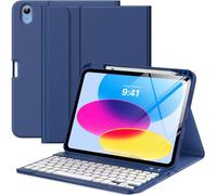MoKo Étui pour iPad (A16) 11e Génération 11 Pouces 2025 avec Clavier, Étui Clavier pour iPad 10e Génération 10,9 Pouces avec Porte-Crayon, Support Multi-Angles, Marine Bleu