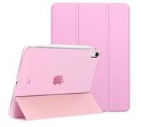 MoKo Étui pour iPad Air 11 Pouces (M3 2025/M2 2024), Étui pour iPad Air 5e/4e Génération 2022/2020 10,9",Coque Mince et Intelligente en PC Dur Translucide,Compatible avec Touch ID, Bouquet Rose