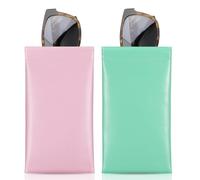 MoKo Étui pour Lunettes de Soleil, (Lot de 2) Lunettes de Poche Portable, Sac Souple de Lunettes Boitier Lunettes Portable Voyage pour Les Femmes avec Un Chiffon de Nettoyage, Rose + Vert Menthe