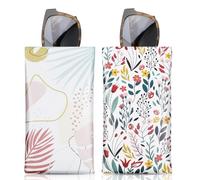 MoKo Étui pour Lunettes de Soleil, (Lot de 2) Lunettes de Poche Portable, Sac Souple de Lunettes Boitier Lunettes Portable Voyage pour les Femmes avec Un Chiffon de Nettoyage, Feuilles + Fleurs