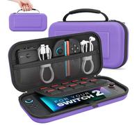 MoKo Étui pour Nintendo Switch 2 (2025), Housse Rigide de Protection Grande Capacité avec 10 Cartouches de Jeux, Pochette de Transport Boîtier pour Switch 2 2025 et Accessoires, Violet