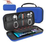 MoKo Étui pour Nintendo Switch 2 (2025), Housse Rigide de Protection Grande Capacité avec 10 Cartouches de Jeux, Pochette de Transport Boîtier pour Switch 2 2025 et Accessoires, Bleu Foncé