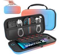 MoKo Étui pour Nintendo Switch 2 (2025), Housse Rigide de Protection Grande Capacité avec 10 Cartouches de Jeux, Pochette de Transport Boîtier pour Switch 2 2025 et Accessoires, Orange Dégradé