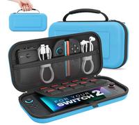 MoKo Étui pour Nintendo Switch 2 (2025), Housse Rigide de Protection Grande Capacité avec 10 Cartouches de Jeux, Pochette de Transport Boîtier pour Switch 2 2025 et Accessoires, Bleu