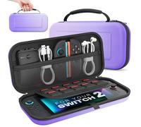 MoKo Étui pour Nintendo Switch 2 (2025), Housse Rigide de Protection Grande Capacité avec 10 Cartouches de Jeux, Pochette de Transport Boîtier pour Switch 2 2025 et Accessoires, Gradient Violet