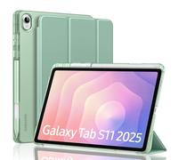 MoKo Étui pour Samsung Galaxy Tab S11 Case 11" 2025 [SM-X730/SM-X736B] avec Porte-Stylet S, Étui Protecteur Trifold Léger Mince, Coque Arrière Translucide en PC Rigide, Auto Wake/Sleep, Agave Vert