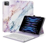 MoKo Étui QWERT Clavier Universel Compatible avec 9",9.7",10.1",10.2",10.4",10.5",10.9",11" Tablette,Coque Clavier Bluetooth sans Fil Amovible et Support de Stylet pour Fire Pixel Autres,Marbre Violet