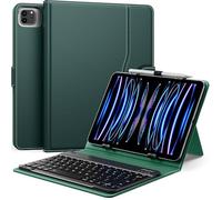 MoKo Étui Qwert Clavier Universel Compatible avec 9",9.7",10.1",10.2",10.4",10.5",10.9",11" Tablette, Coque Clavier Bluetooth sans Fil Amovible et Support de Stylet pour iPad Fire Pixel, Vert Nuit