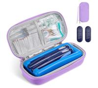 MoKo Étui Rigide EVA pour Insuline, Sac Isotherme de Voyage Homologué TSA pour Diabète, Organisateur Médicaments Portable avec Packs de Glace & Bloc Réfrigérant, Violet