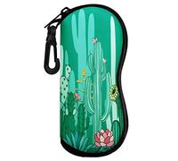 MoKo Étui Souple pour Lunettes de Soleil,Étui Ultra Léger de Rangement en Néoprène avec Fermeture à Glissière et Clip de Ceinture pour Lunettes,Cadres,Crayon,Cartes - Cactus
