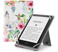 MoKo Étui Universel pour 6" 6.8" 7" Kindle eReaders Fire Tablette - Kindle/Kobo/Voyaga/Lenovo/Sony Kindle E-Book E-Reader Tablette, Coque en PU avec Support Réglable et Dragonne, Fleurs Parfumées
